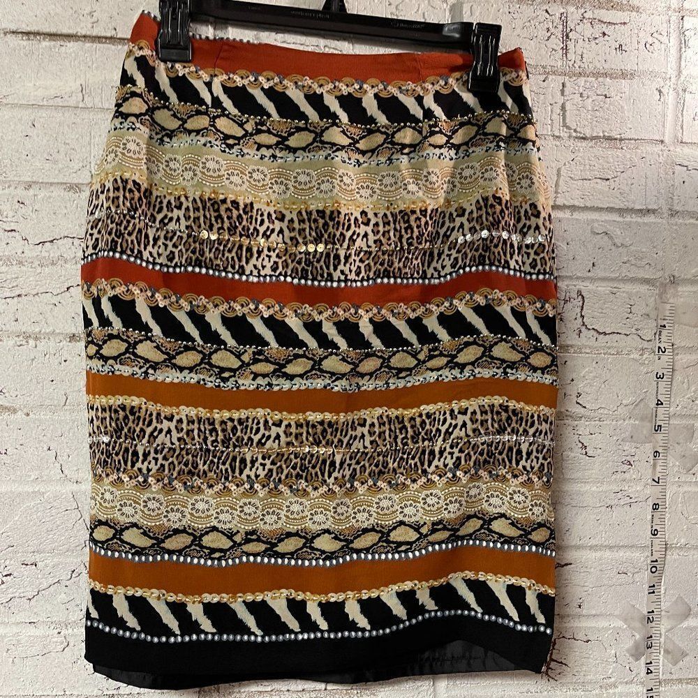 Silk Club Animal Print Sequin Pencil Skirt 4